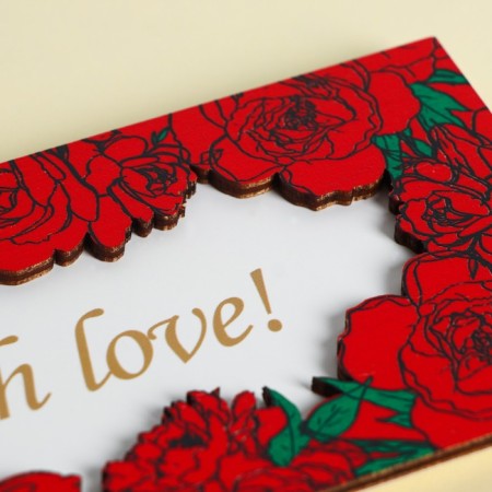 Конверт для денег с деревянным элементом "With Love!"-3