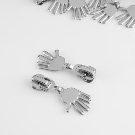 Automatic lock for metal zippers, No. 5, decorative, 10 pcs, Nickel color-1