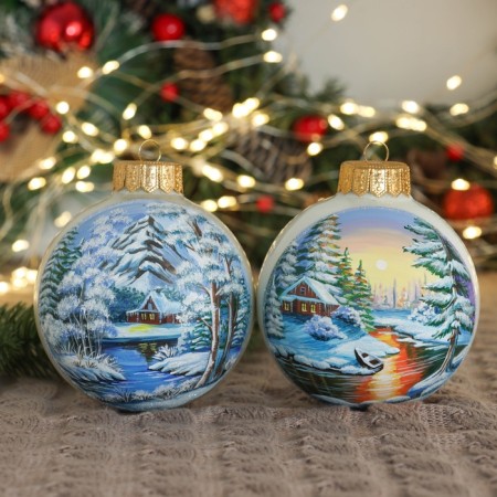 A set of 2 Christmas balls of 100 mm "Divine Forest"-2