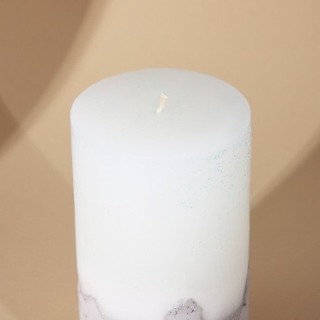 Interior candle white with concrete, bottom gold, 13 x 7 cm-2