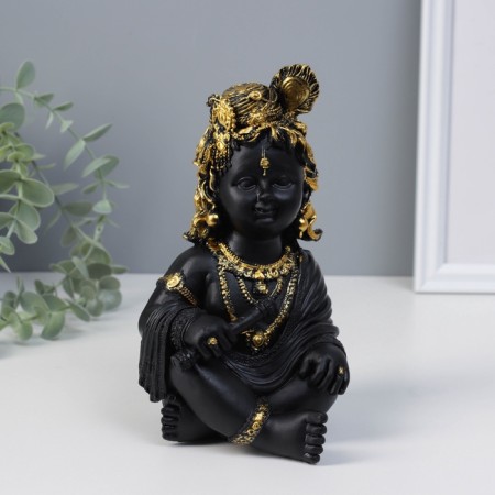 NECSK Polystone "Krishna with flute" 11x11x18.6 cm