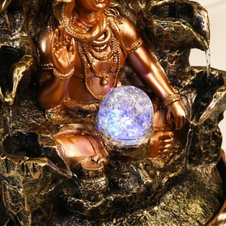 The desktop fountain from the network, the shiva backlight at the cliff with a waterfall "42x28x28 cm-4