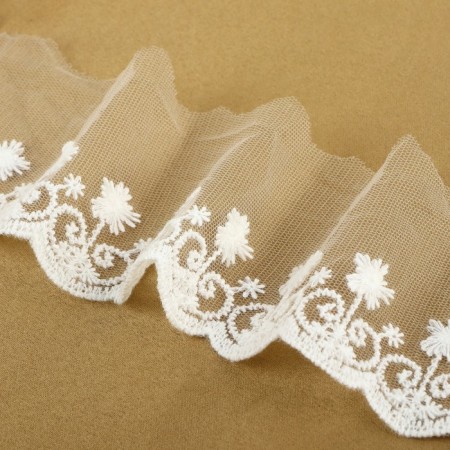 Lace on a grid, 70 mm × 9 ± 0.5 m, white color-1