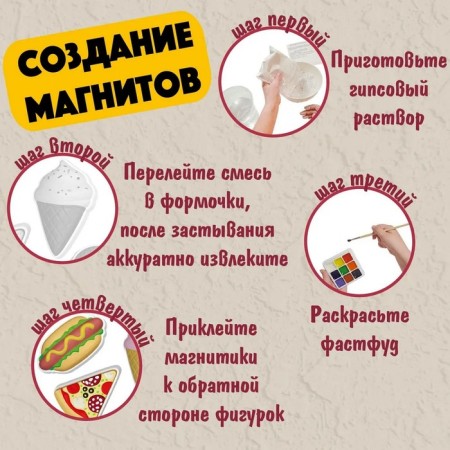 Магниты из гипса под роспись «Фастфуд»-3