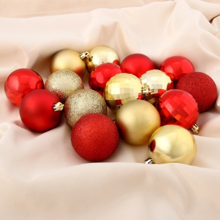 Set of balls plastic D-6 cm, 20 pcs "whim" red gold