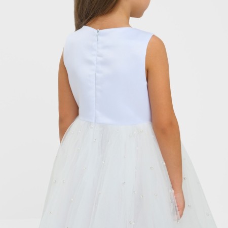 Children's dress with beads kaftan p. 32 (110-116 cm), white-8