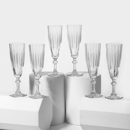Diamond glass glasses set, 170 ml, 6 pcs