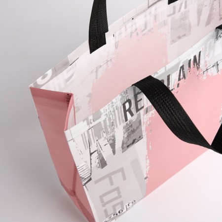 Bag without fastening, gray/pink color-2