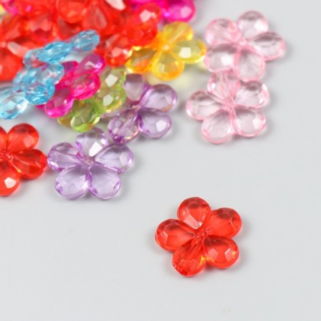 Beads for creativity plastic "Flowerers" Transparent color set 25 grams 0.8x2x2 cm-1