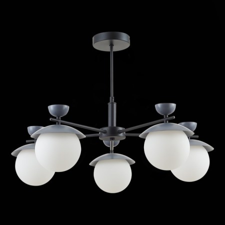 Ceiling EVOLUCE lamp. Sle220202-05. Genova. 5x5 watts, G9, 4000k, 67x67x46 cm, black color, gray-3