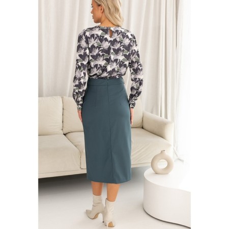 Female skirt, size 44, green color-1