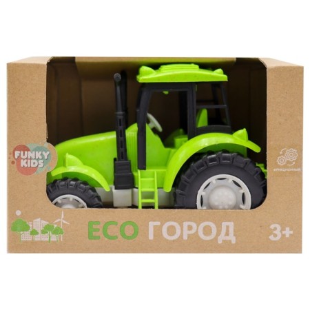 Eco-machine Funky Toys "Tractor", with a friction mechanism, green color, 16 cm-1