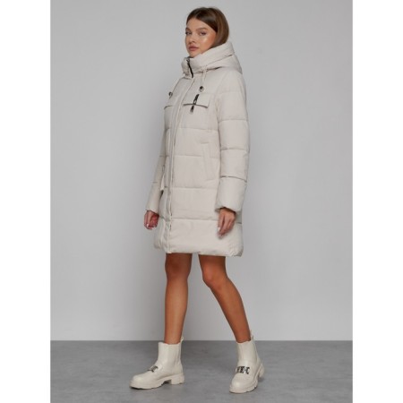 Coat insulated winter female, size 48, beige color-1