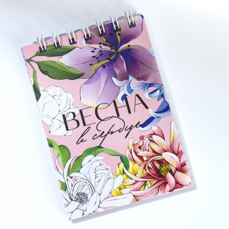 Notepad in the soft cover A7, 40 liters on the crest "Spring"-4