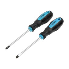 A set of screwdrivers of tundra, satin, magnet, two -component handles, PH1 and SL5 x 100 mm, 2 pcs.