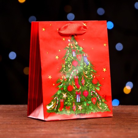 Laminated "New Year tree" 11.5 x 14.5 x 6 cm laminate