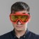 Mask glasses for motor vehicles, double-layer glass, red color