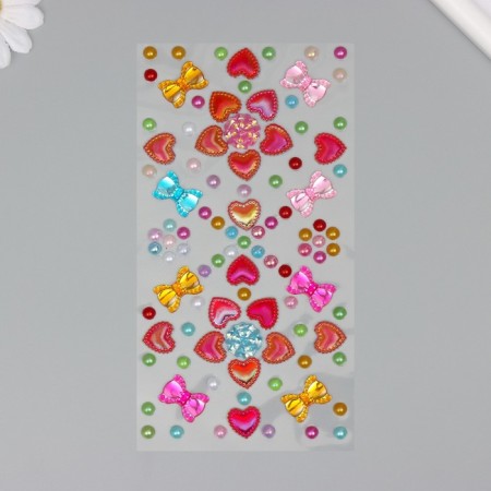 Sticker of rhinestones plastic "Rose and bows" MIX 25x10 cm-4