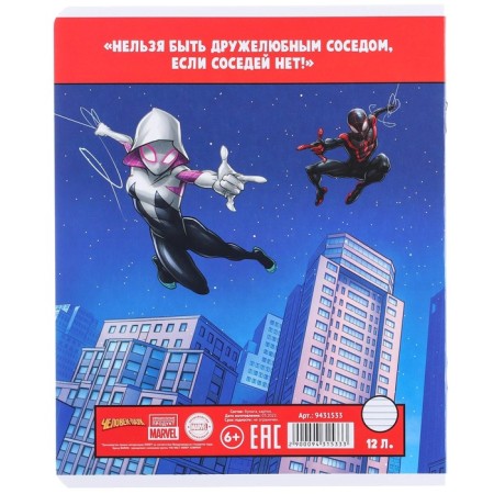 Notebook in a ruler of 12 sheets, 5 types of mix, cover coated cardboard, spider-man-11