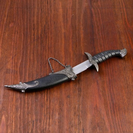 Curved souvenir knife, 26.5 cm, a long curl on the scabbard, black-2