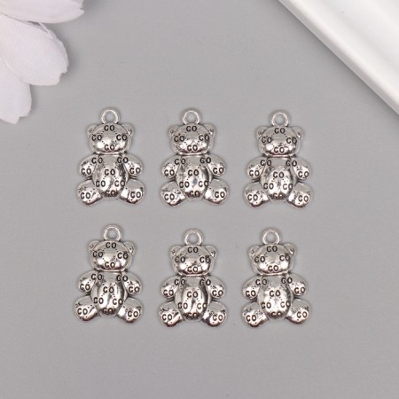 Decor for creativity Metal "Bear" silver set 6 pcs 1.4x2 cm-2