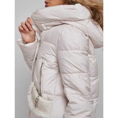 Coat insulated winter female, size 52, beige color-14