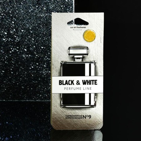 Flavor Sapfire cardboard suspension Black & White, perfume composition No. 9 SAT-4000-2