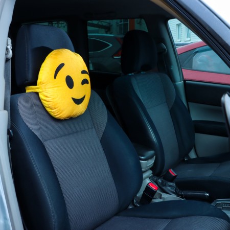 Pillow for the headrest Matech Smile Line, wink, 30 x 30 x 10 cm, yellow-1