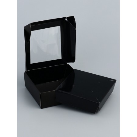 PVC jewelry box window 8 x 8 x 3 cm, black-2