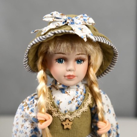 Collective ceramics doll "Irina in striped dress" 30 cm-4