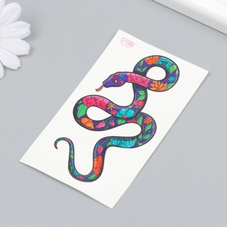 Tattoo on the body color "Flower snake" 10.5x6 cm-2