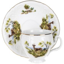 A cup of 170 ml with a saucer of 140 mm high bernadotte, the Hunting Slothes decor, 170 ml