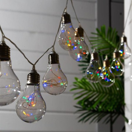 UNIEL Girlyanda “Thread” 1.9 m with nozzles “light bulbs”, ip44, transparent thread, 10 bulbs, glow of multi, 1 mode, solar battery