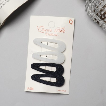 Invisible hair "Florence" (set 4 pcs) drop, 5 cm, black and white