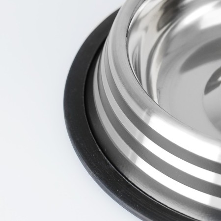 A bowl with a non -slip base with colored stripes, 470 ml, black-3