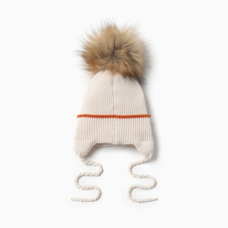 Children's hat with insulation, rr 44-46, milk color-2
