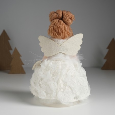 Interior doll "Angel in a white flowering dress" 8x7x16.5 cm-3