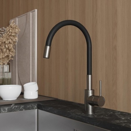 MILARDO MEAL M01BN0FM05 kitchen mixer, pour 241 mm, flexible spout, satin color-1