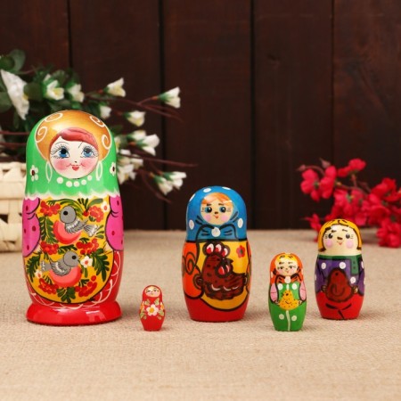 Matryoshka "Compound", birds, 5 puppet, 15 cm, mix-7