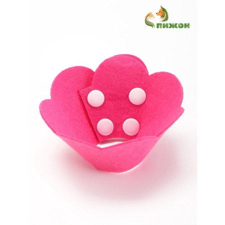 Veterinary collar made of felt "chamomile", size s, fuchsia