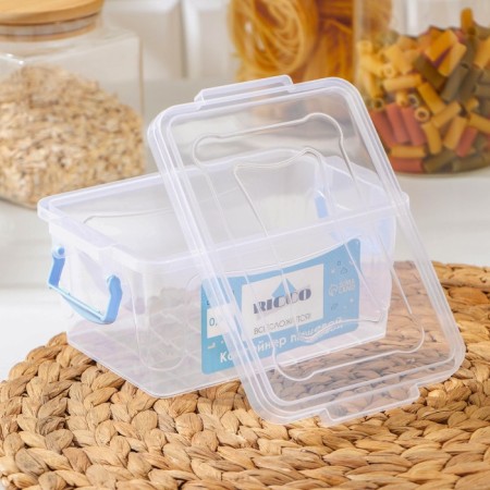 Food container Ricco, 900 ml, 18 × 11 × 8 cm, rectangular, transparent, blue color-2