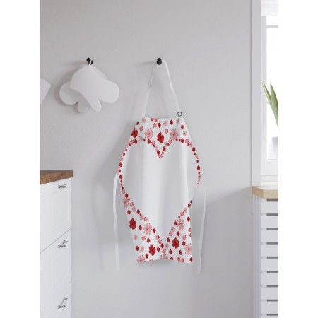 Apron kitchen with a photographic appliance "Heart from flowers", adjustable, size OS-1