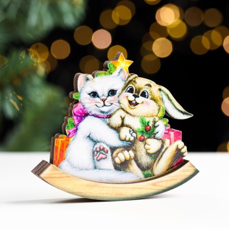 Souvenir "Year of rabbit. Swap rocking", wood, lamination, 9.4x8 cm