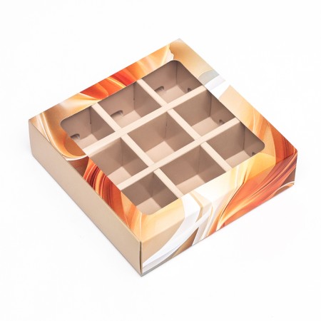 Box for 9 sweets with a shell "coffee with milk", 13.7 x 13.7 x 3.5-2
