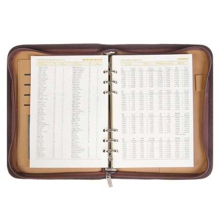 Organizer on the rings A5, 100 sheets ruler, with a calculator, on a zipper, brown-3