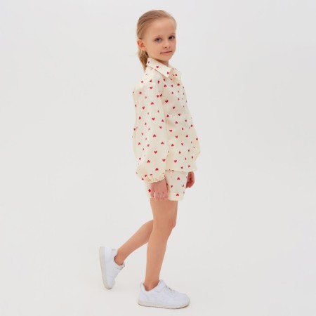 Блузка для девочки MINAKU: Cotton Collection цвет бежевый, рост 116-4