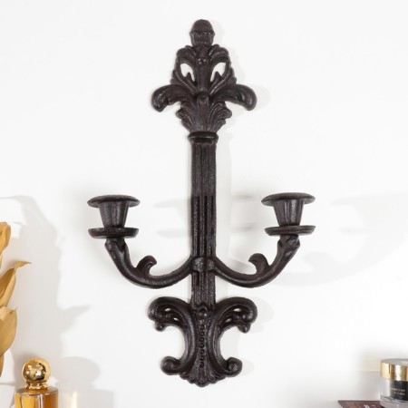 Cast iron candle for 2 candles wall "Rapsodia" 41.6x8x23.8 cm-1