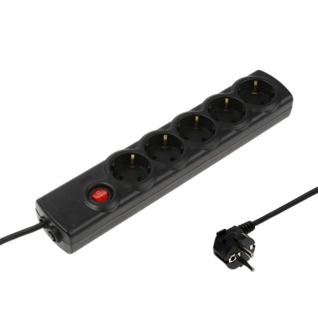 Luazon Lighting network filter, 5 outlets, 5 m, 3500 W, 3x1 mm2, 16 A, 220 V, with a fuse, black-2