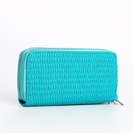 Women's wallet with a zipper, turquoise color-1