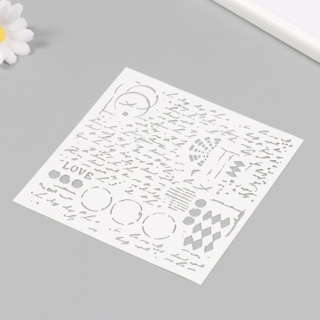 Plastic stencil "inscription" 15x15 cm-1